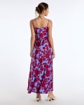 SIXDO G-Blue Floral Silk Sleeveless Dress for Women